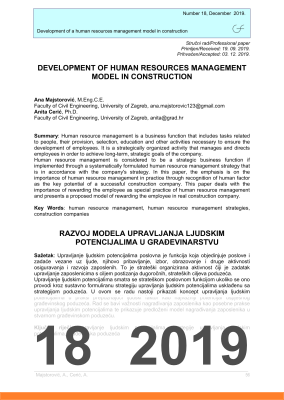 DEVELOPMENT OF HUMAN RESOURCES MANAGEMENT MODEL IN CONSTRUCTION