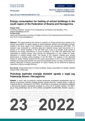  ENERGY CONSUMPTION FOR HEATING OF SCHOOL BUILDINGS IN THE SOUTH REGION OF THE FEDERATION OF BOSNIA AND HERZEGOVINA