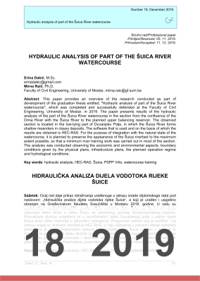  HYDRAULIC ANALYSIS OF PART OF THE ŠUICA RIVER WATERCOURSE
