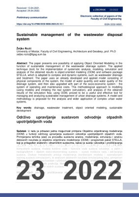  SUSTAINABLE MANAGEMENT OF THE WASTEWATER DISPOSAL SYSTEM