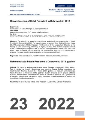  RECONSTRUCTION OF HOTEL PRESIDENT IN DUBROVNIK IN 2013