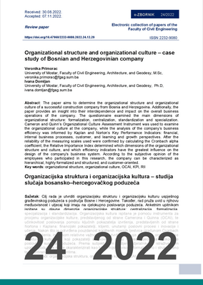  ORGANIZATIONAL STRUCTURE AND ORGANIZATIONAL CULTURE – CASE STUDY OF BOSNIAN AND HERZEGOVINIAN COMPANY
