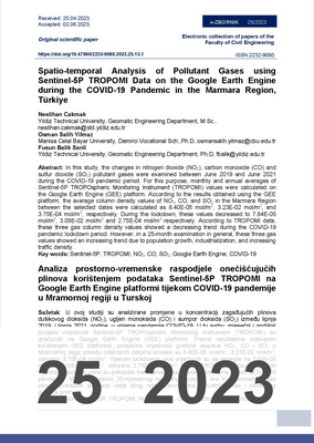  SPATIO-TEMPORAL ANALYSIS OF POLLUTANT GASES USING SENTINEL-5P TROPOMI DATA ON THE GOOGLE EARTH ENGINE DURING THE COVID-19 PANDEMIC IN THE MARMARA REGION, TÜRKIYE