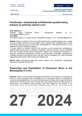  ISTRAŽIVANJE I EKSPLOATACIJA ARHITEKTONSKO-GRAĐEVINSKOG KAMENA NA PODRUČJU OPĆINE LIVNO
