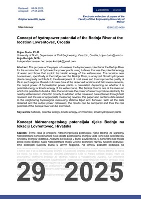  CONCEPT OF HYDROPOWER POTENTIAL OF THE BEDNJA RIVER AT THE LOCATION LOVRENTOVEC, CROATIA