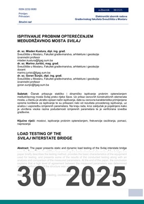  ISPITIVANJE PROBNIM OPTEREĆENJEM  MEĐUDRŽAVNOG MOSTA SVILAJ