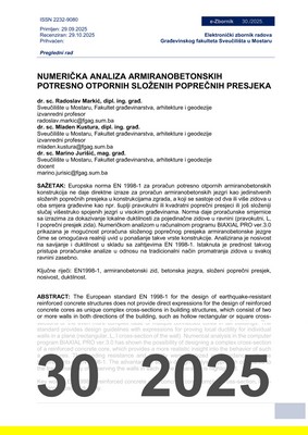  NUMERIČKA ANALIZA ARMIRANOBETONSKIH POTRESNO OTPORNIH SLOŽENIH POPREČNIH PRESJEKA
