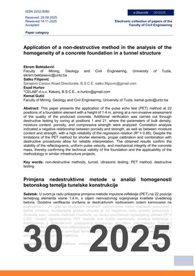  APPLICATION OF A NON-DESTRUCTIVE METHOD IN THE ANALYSIS OF THE HOMOGENEITY OF A CONCRETE FOUNDATION IN A TUNNEL STRUCTURE