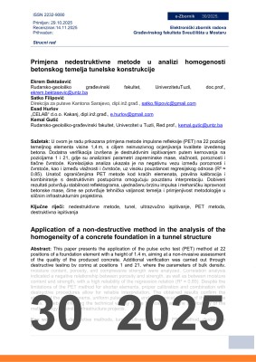  PRIMJENA NEDESTRUKTIVNE METODE U ANALIZI HOMOGENOSTI BETONSKOG TEMELJA TUNELSKE KONSTRUKCIJE