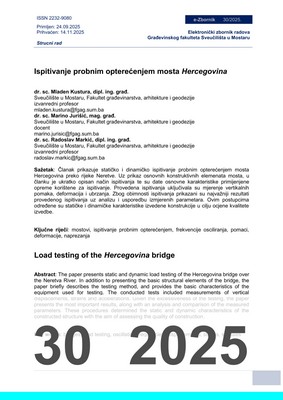  ISPITIVANJE PROBNIM OPTEREĆENJEM  MOSTA HERCEGOVINA