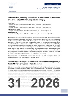 Cover of DETERMINATION, MAPPING AND ANALYSIS OF HEAT ISLANDS IN THE URBAN AREA OF THE CITY OF MOSTAR USING SATELLITE IMAGERY