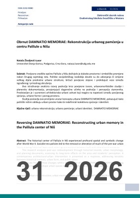 Cover of REVERSING DAMNATIO MEMORIAE: RECONSTRUCTING URBAN MEMORY IN THE PALILULA CENTER OF NIŠ