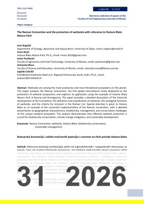 Cover of THE RAMSAR CONVENTION AND THE PROTECTION OF WETLANDS WITH REFERENCE TO HUTOVO BLATO NATURE PARK