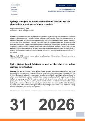  RJEŠENJA TEMELJENA NA PRIRODI – NATURE BASED SOLUTIONS KAO DIO PLAVO-ZELENE INFRASTRUKTURE URBANE ODVODNJE